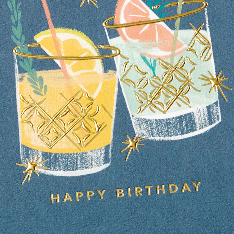 Cocktails in Lowball Glass Signature Birthday Card Card Front Detail image number 4