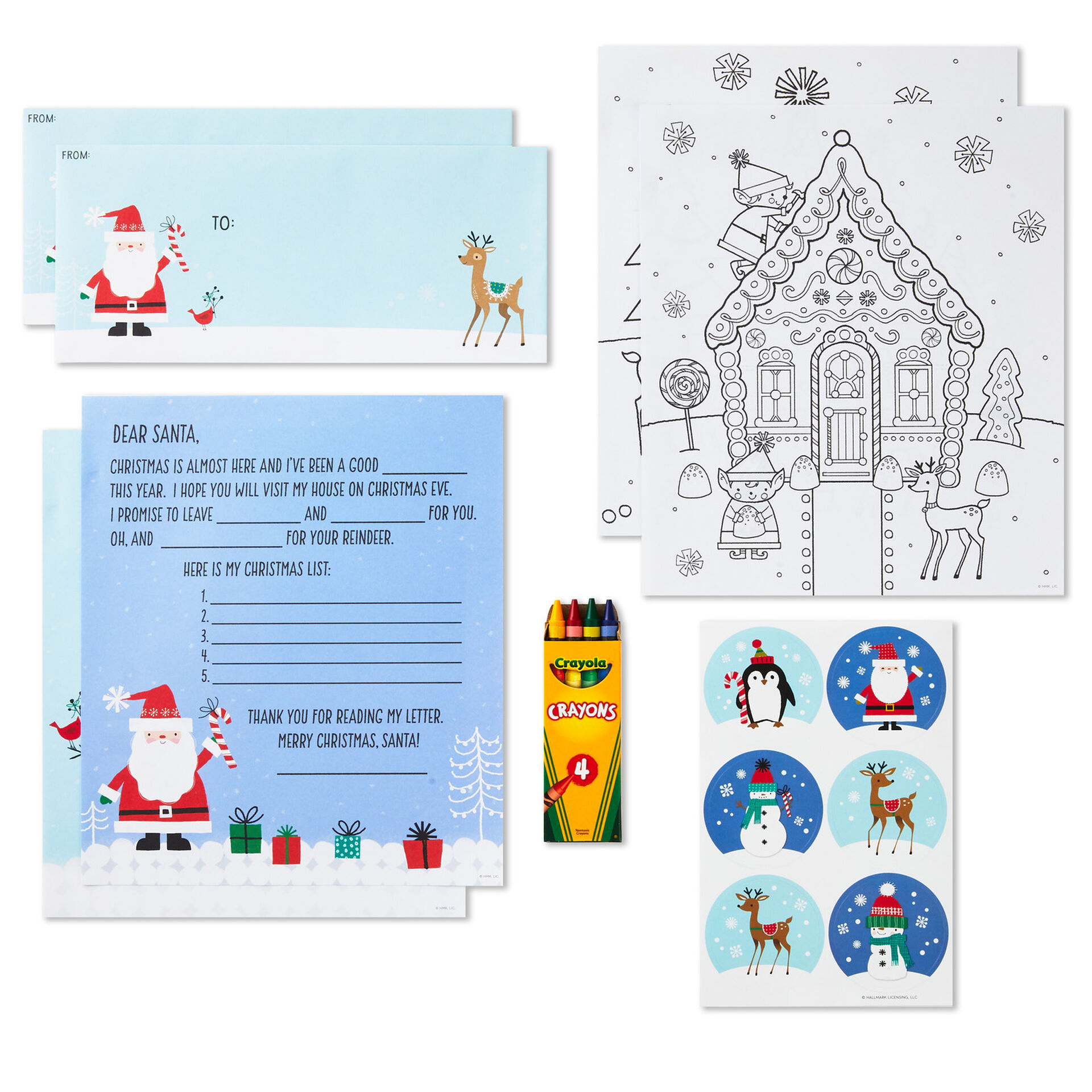 Letters To Santa Kids Stationery Kit With Crayola Crayons And Stickers Designed Stationery Hallmark