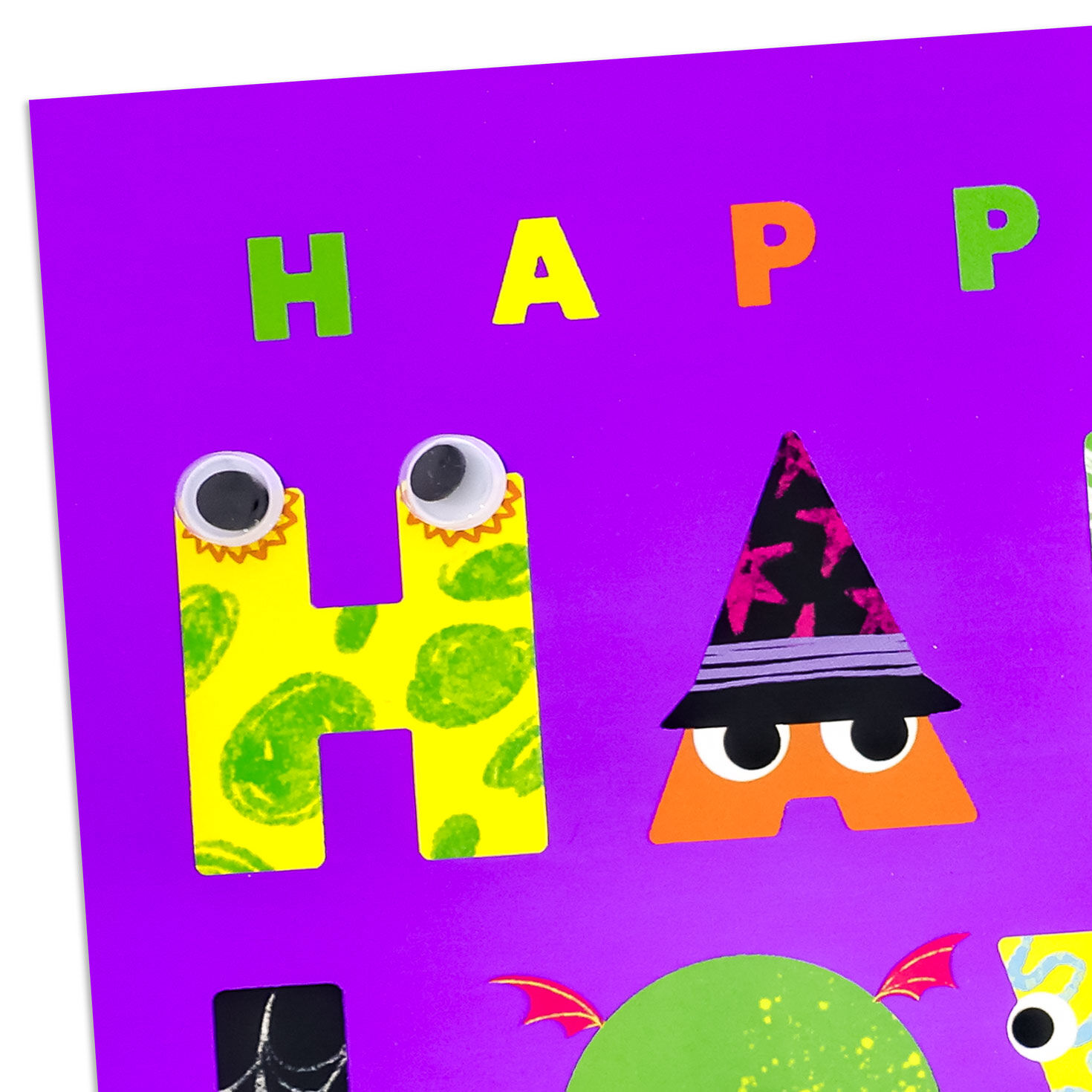 Monster Lettering on Purple Halloween Card Card Front Detail image number 4