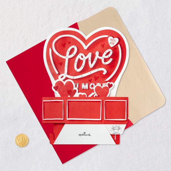 Love You More Musical 3D Pop-Up Love Card With Light, , large image number 5