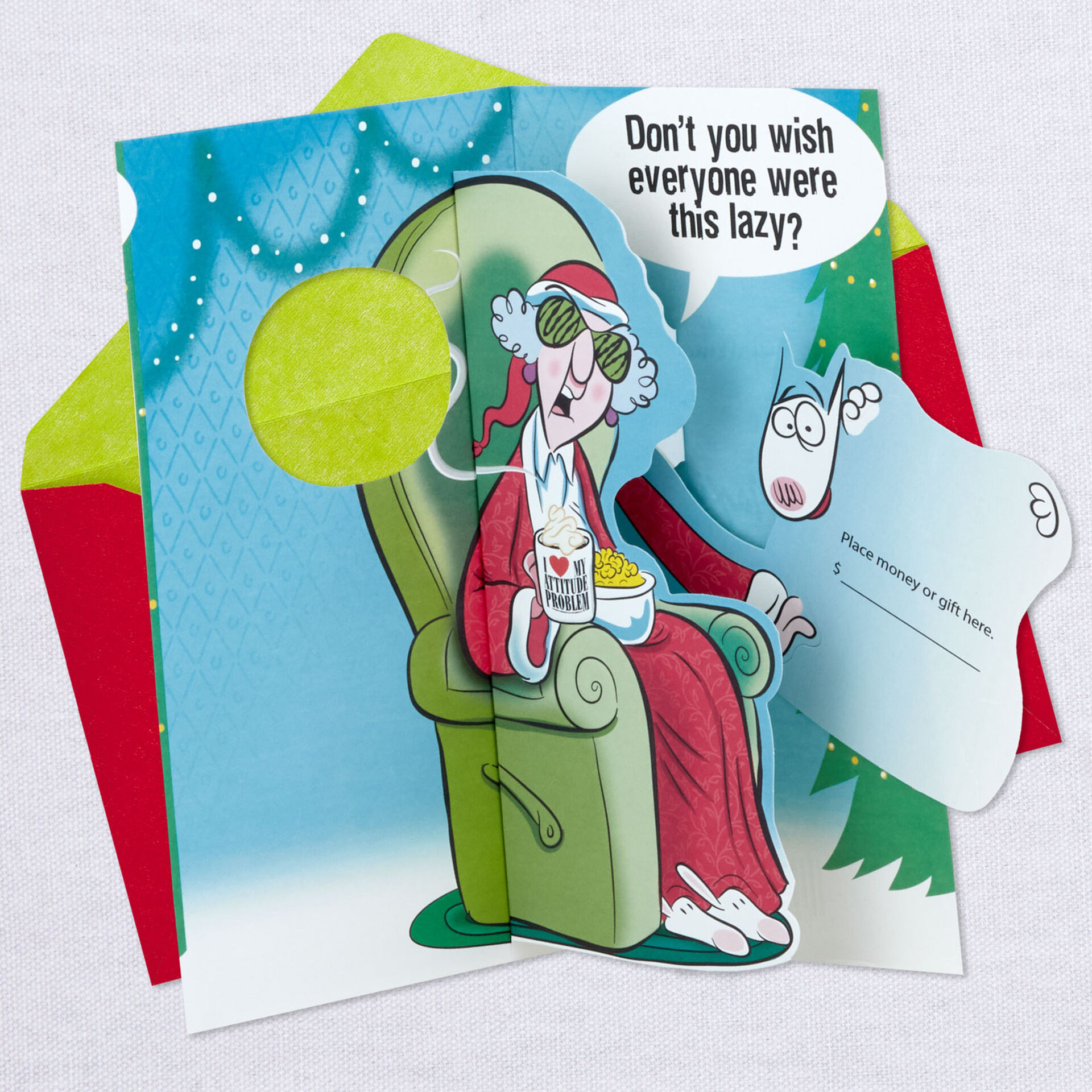 Maxine™ Too Lazy Funny PopUp Money Holder Christmas Card Greeting