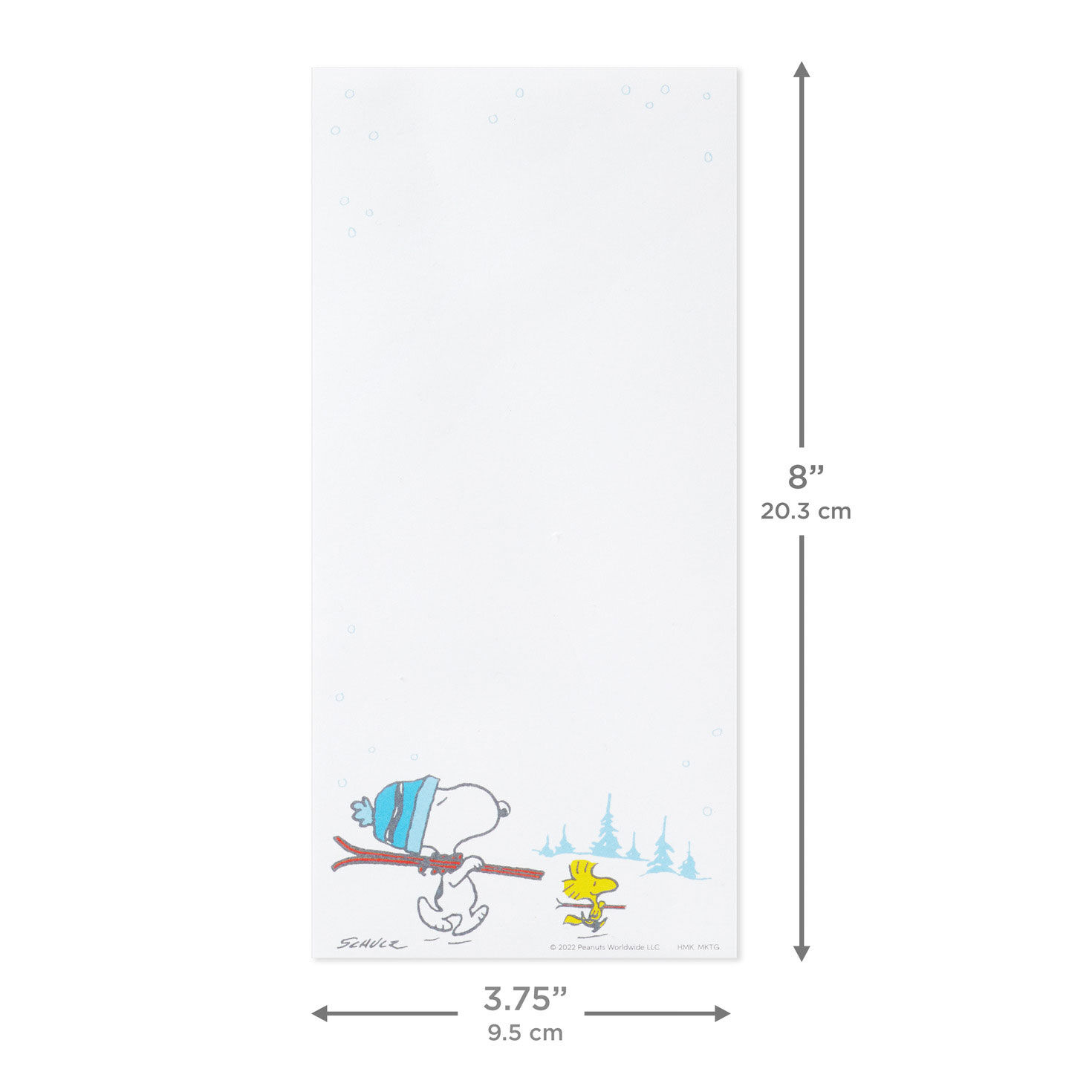 Snoopy & Woodstock Carrying Skis Peanuts Note Pad measurement image number 2