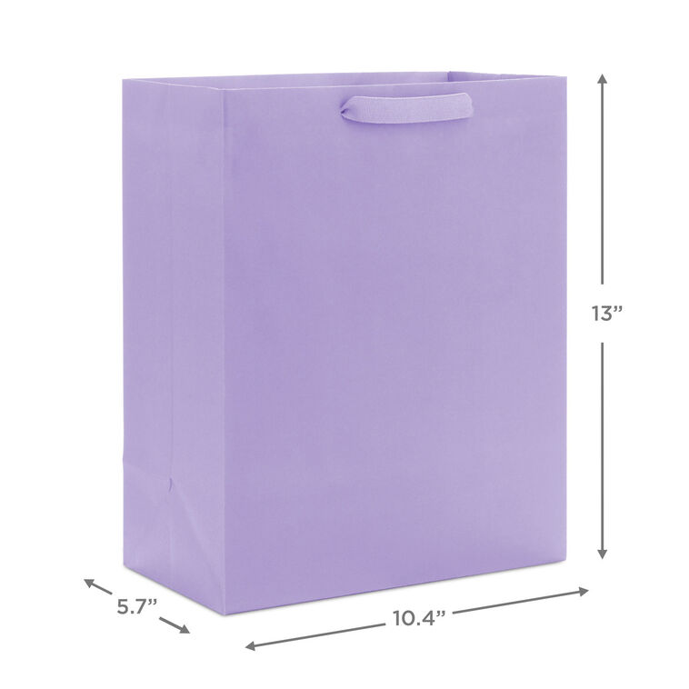13" Solid Lavender Large Gift Bag, Lavender, large image number 3