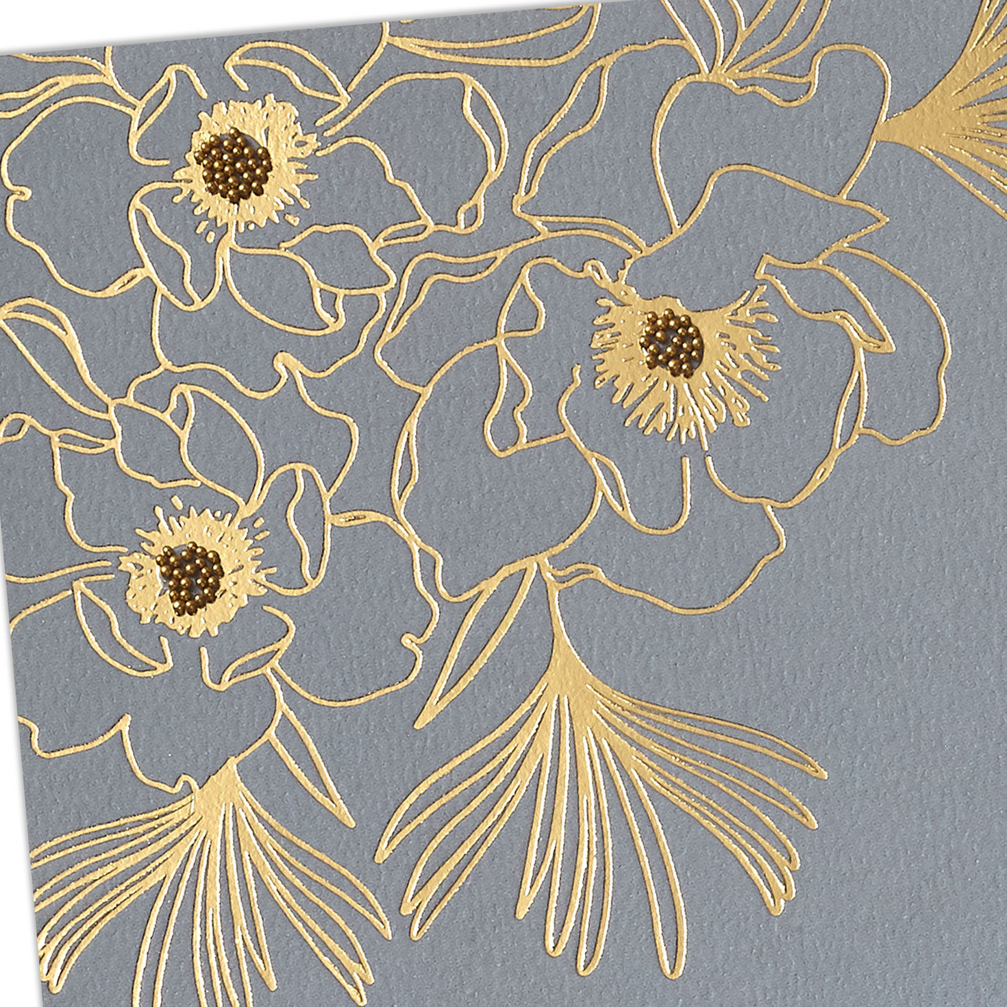 Gold Flowers on Gray Signature Wedding Card Card Front Detail image number 4