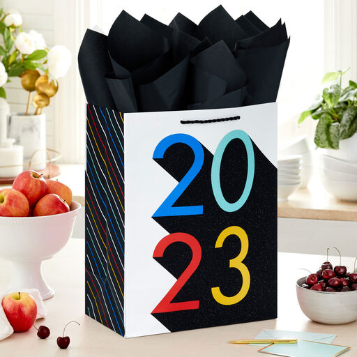13" Colorful 2023 Large Graduation Gift Bag With Tissue Paper, 