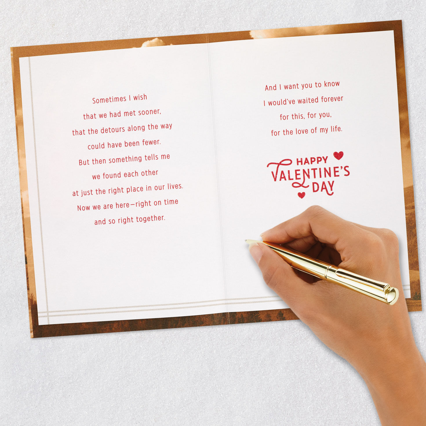 Sepia Mountain Trail Romantic Valentine's Day Card signing card image number 7