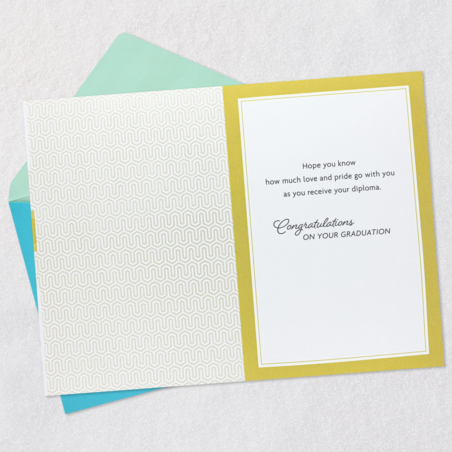 Teal and Yellow Diploma Graduation Card for Granddaughter  image number 3
