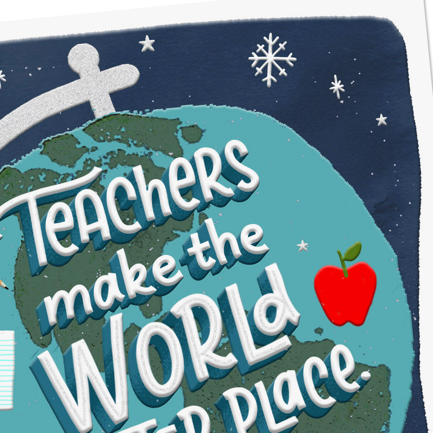 Snowy Globe Holiday Appreciation Card for Teacher Card Front Detail image number 4