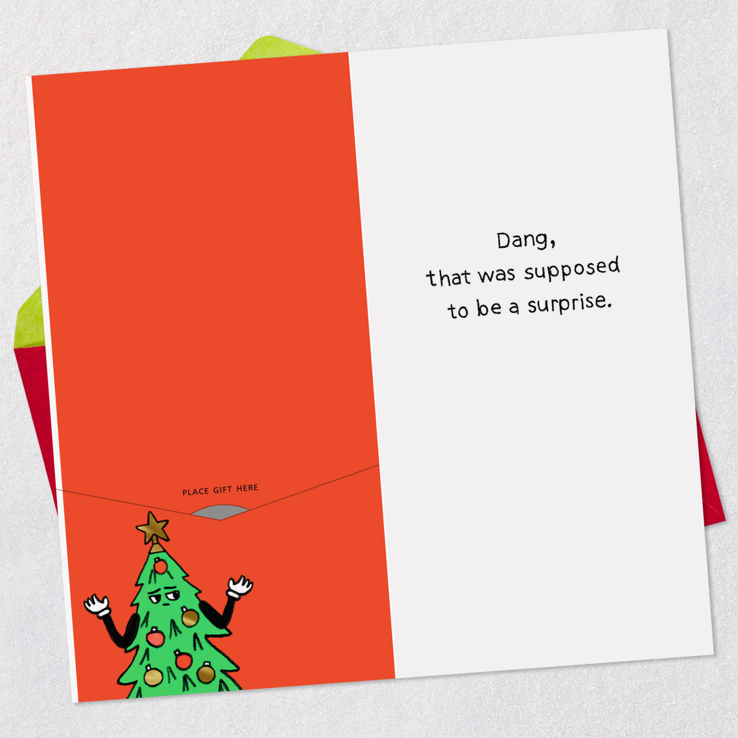 Tree Dancing With Gift Card Funny Christmas Card Open card with envelope image number 4