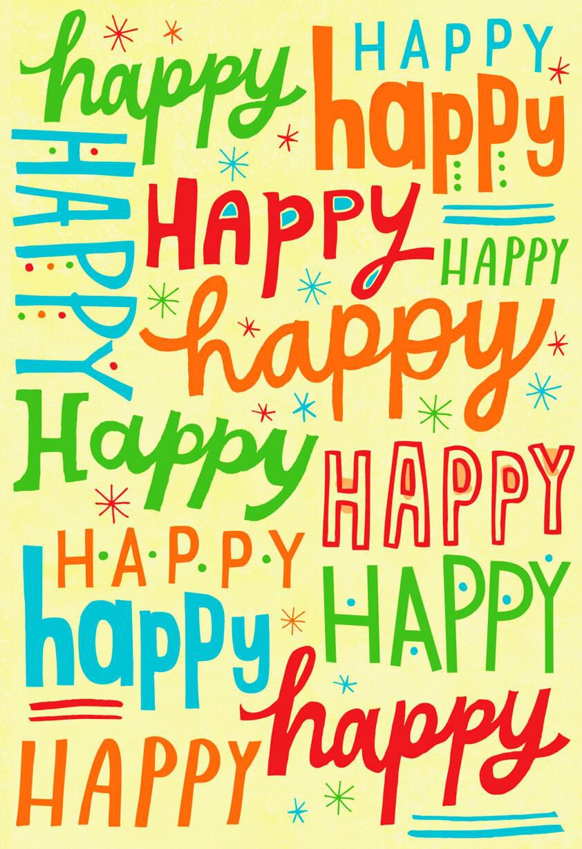 Many Happys on Yellow Birthday Card