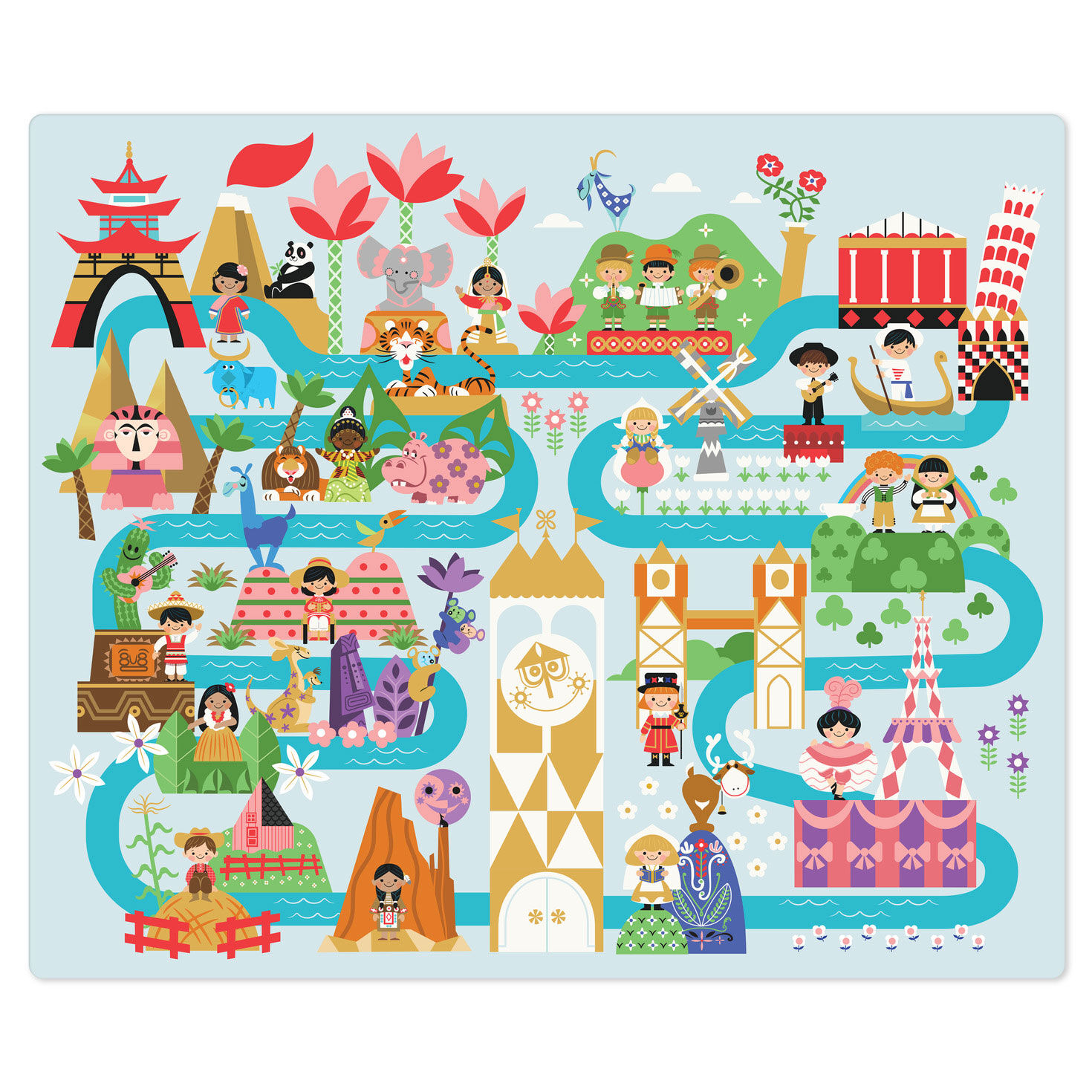 Disney It's a Small World Map Throw Blanket flat image number 3