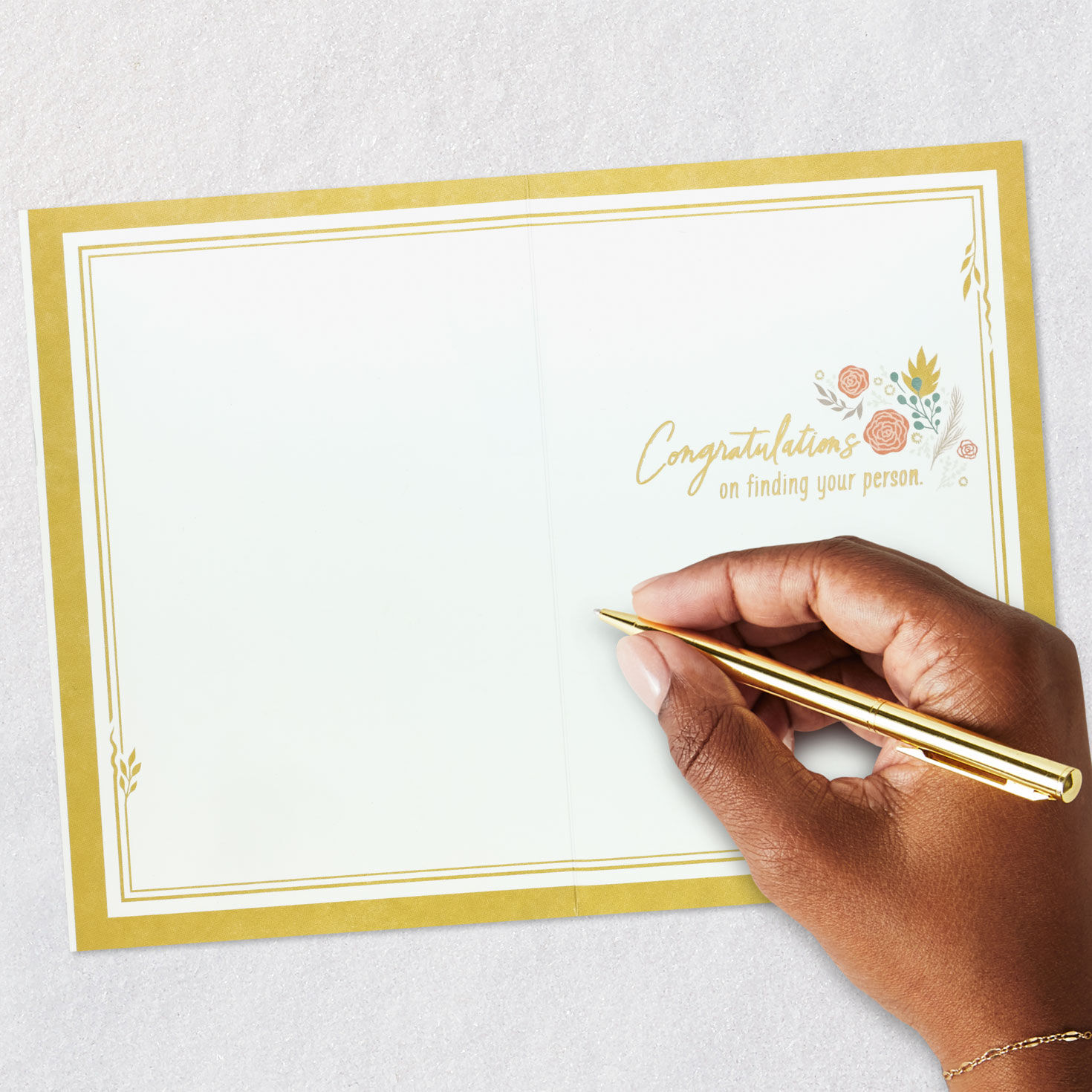 Floral Arch and Hearts Wedding Congratulations Card signing card image number 6