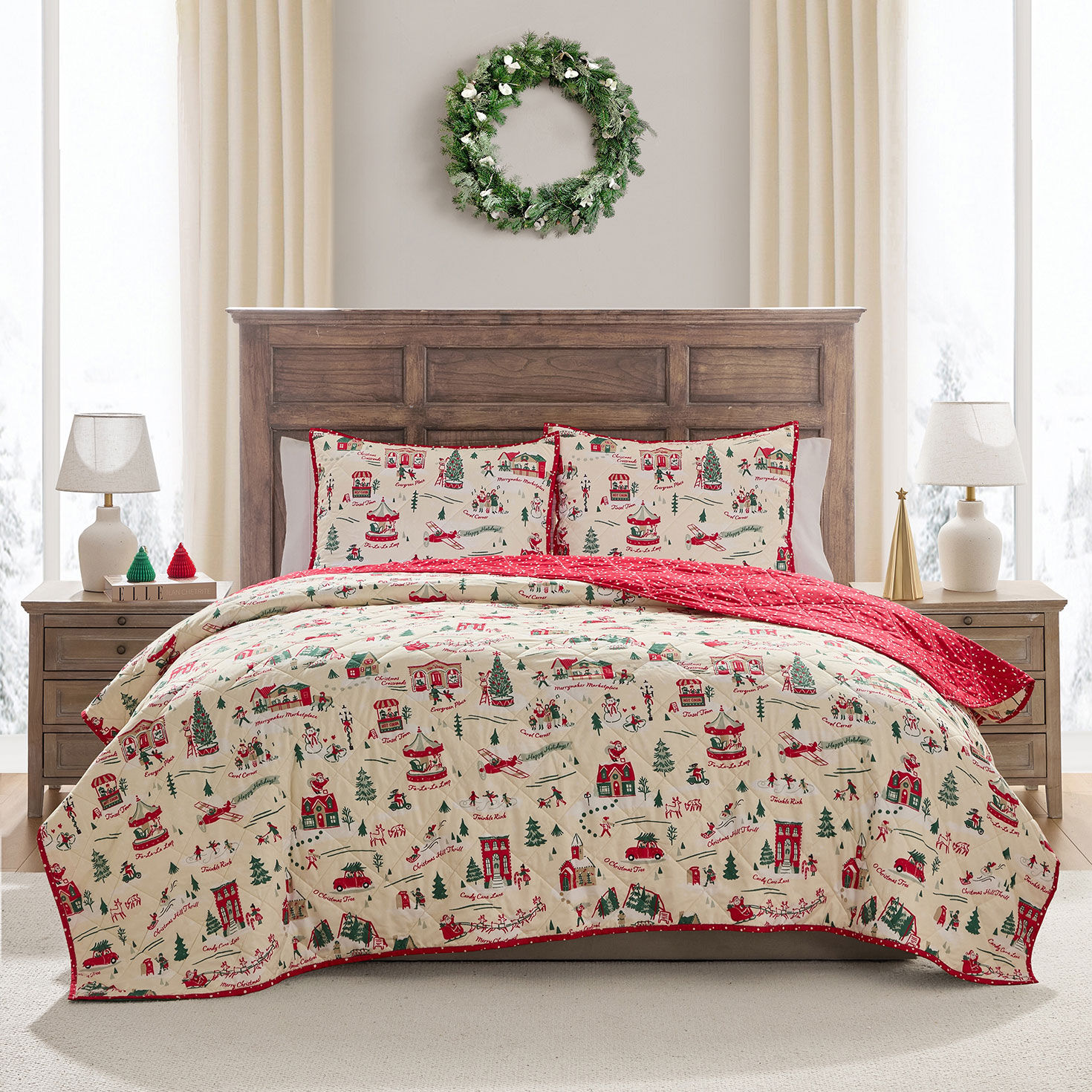 Hallmark Holiday - Christmas Village Reversible 3Pc. Quilt Set in use image number 5