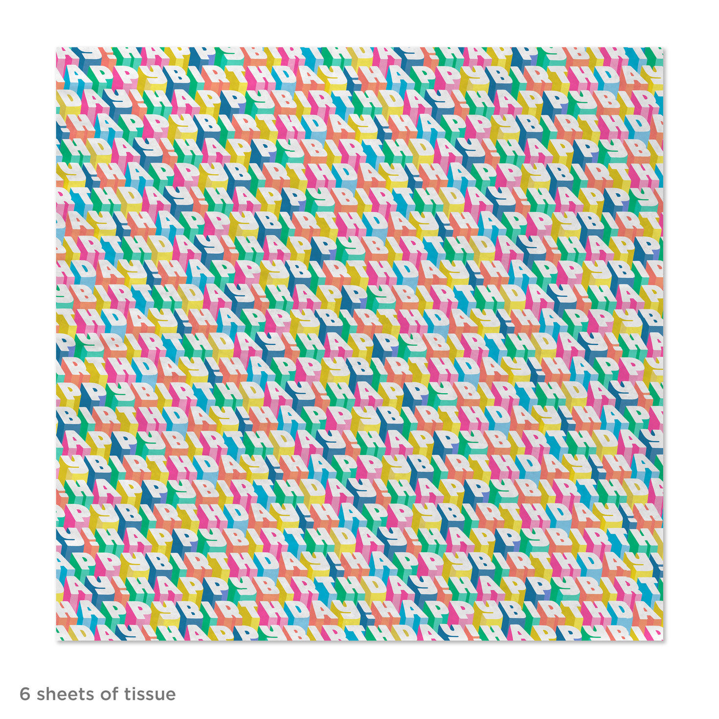 Angled All-Caps Happy Birthday Tissue Paper, 6 Sheets, Happy Birthday All-Caps, large image number 3