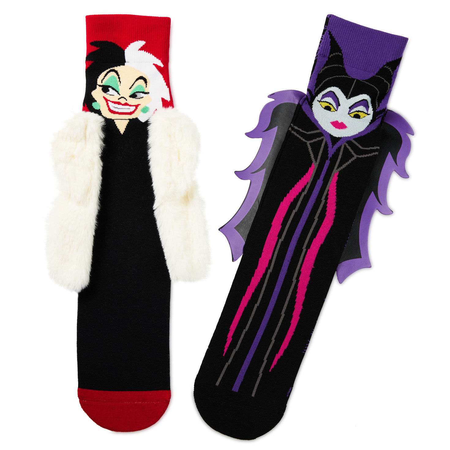 Disney Villains Maleficent and Cruella De Vil Novelty Socks