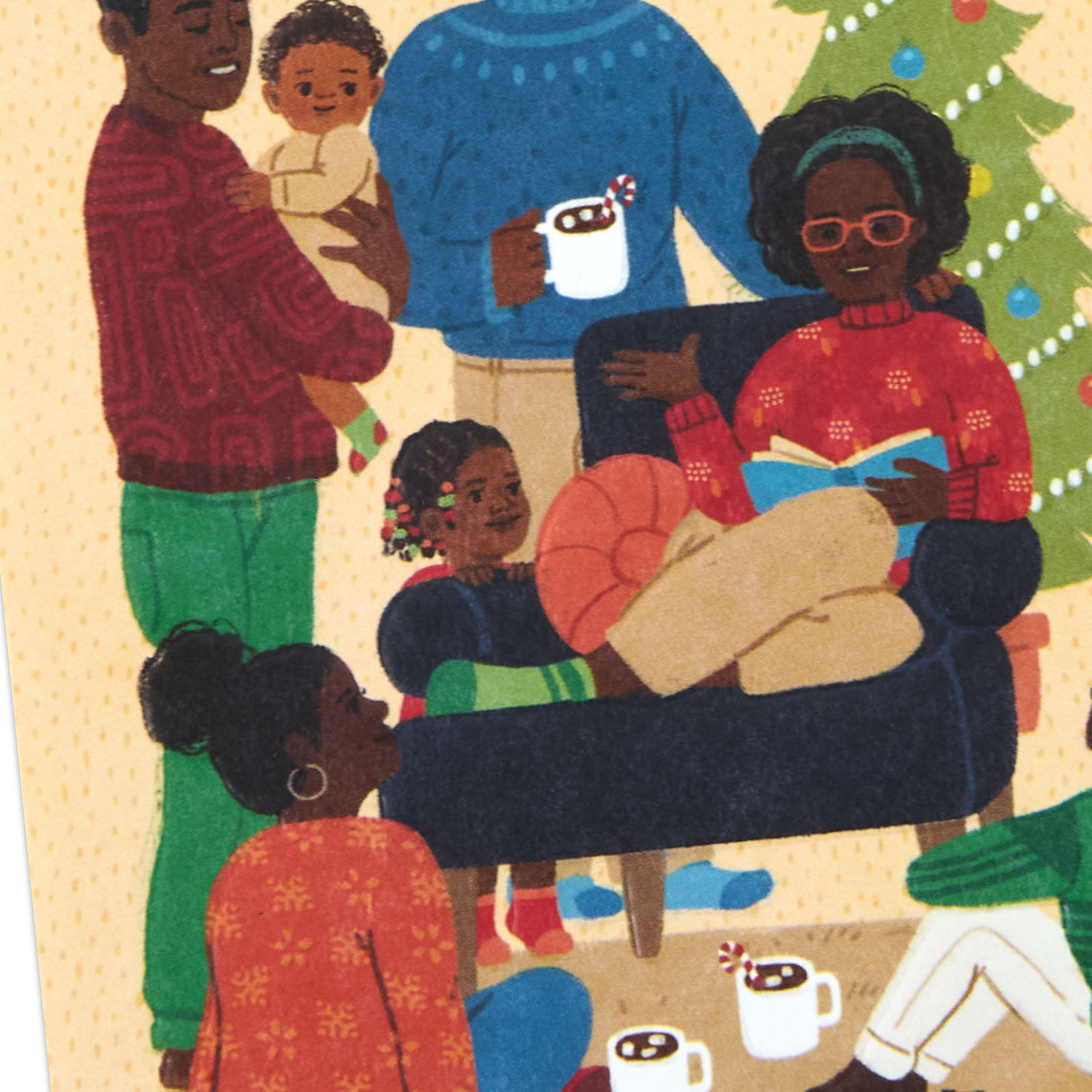 Black Family Gathering Christmas Card for Mom Card Front Detail image number 5