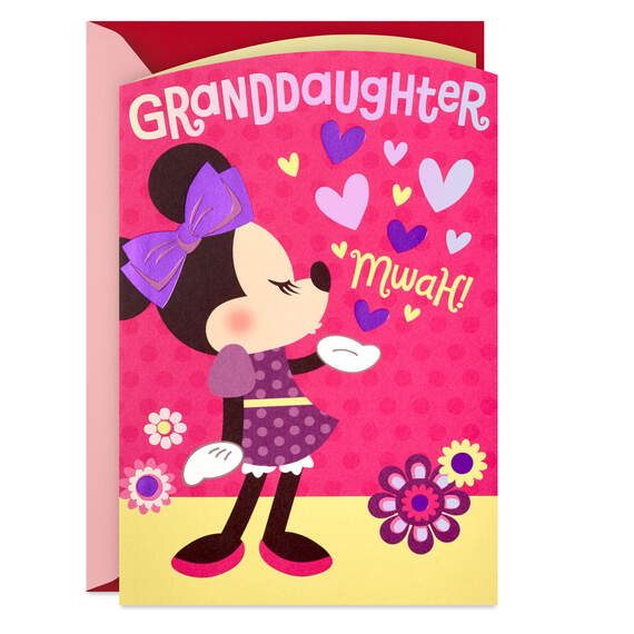Disney Minnie Mouse Kisses Valentine's Day Card for Granddaughter, , large image number 1