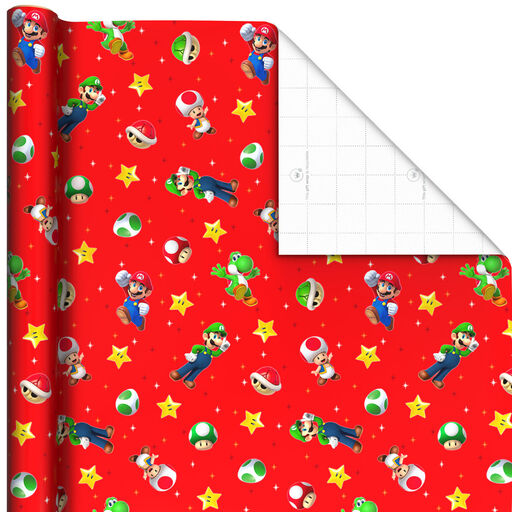 Nintendo Super Mario™ Mario, Luigi and Friends on Red Wrapping Paper, 25 sq. ft., 