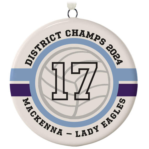 Volleyball Ceramic Circle Personalized Ornament, , large image number 1