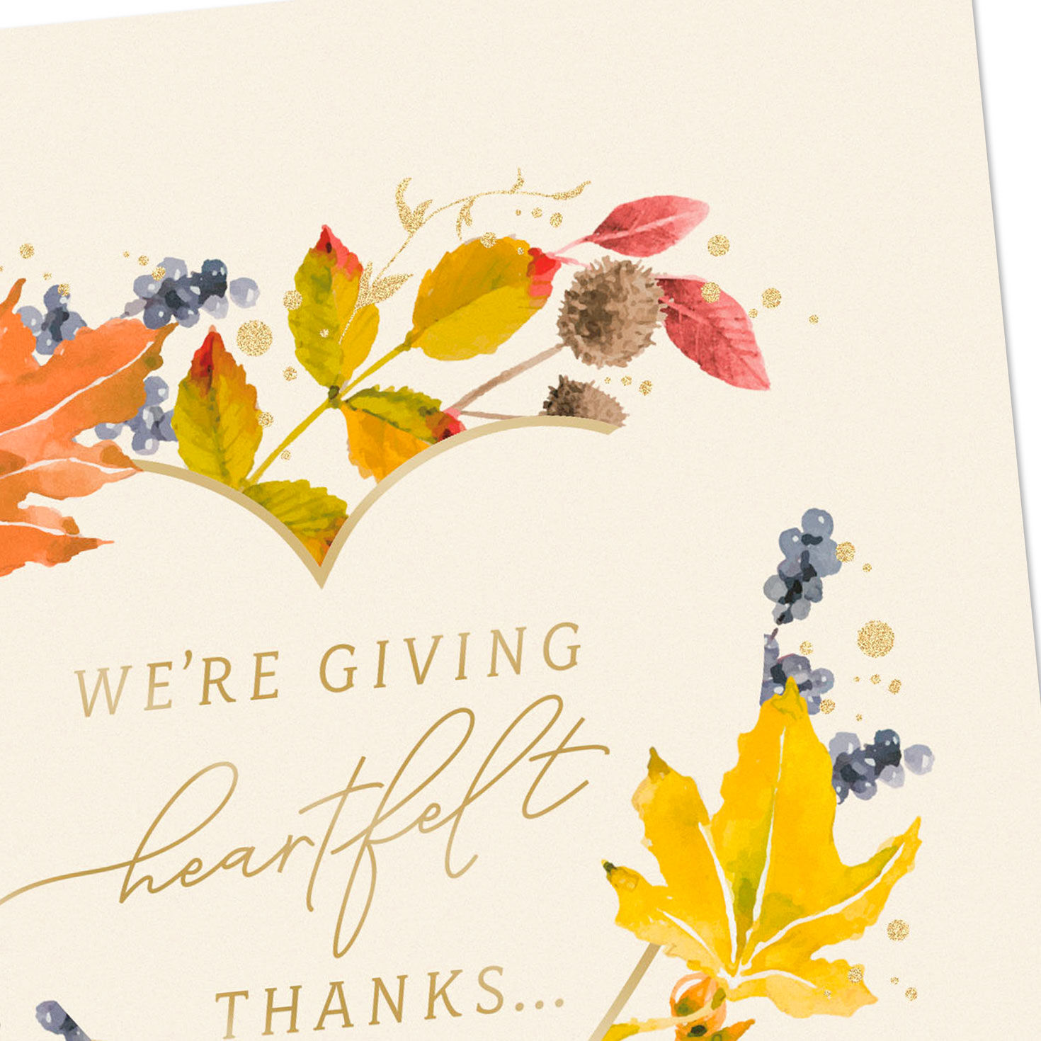 Autumn Leaves and Heart Thanksgiving Card Card Front Detail image number 4