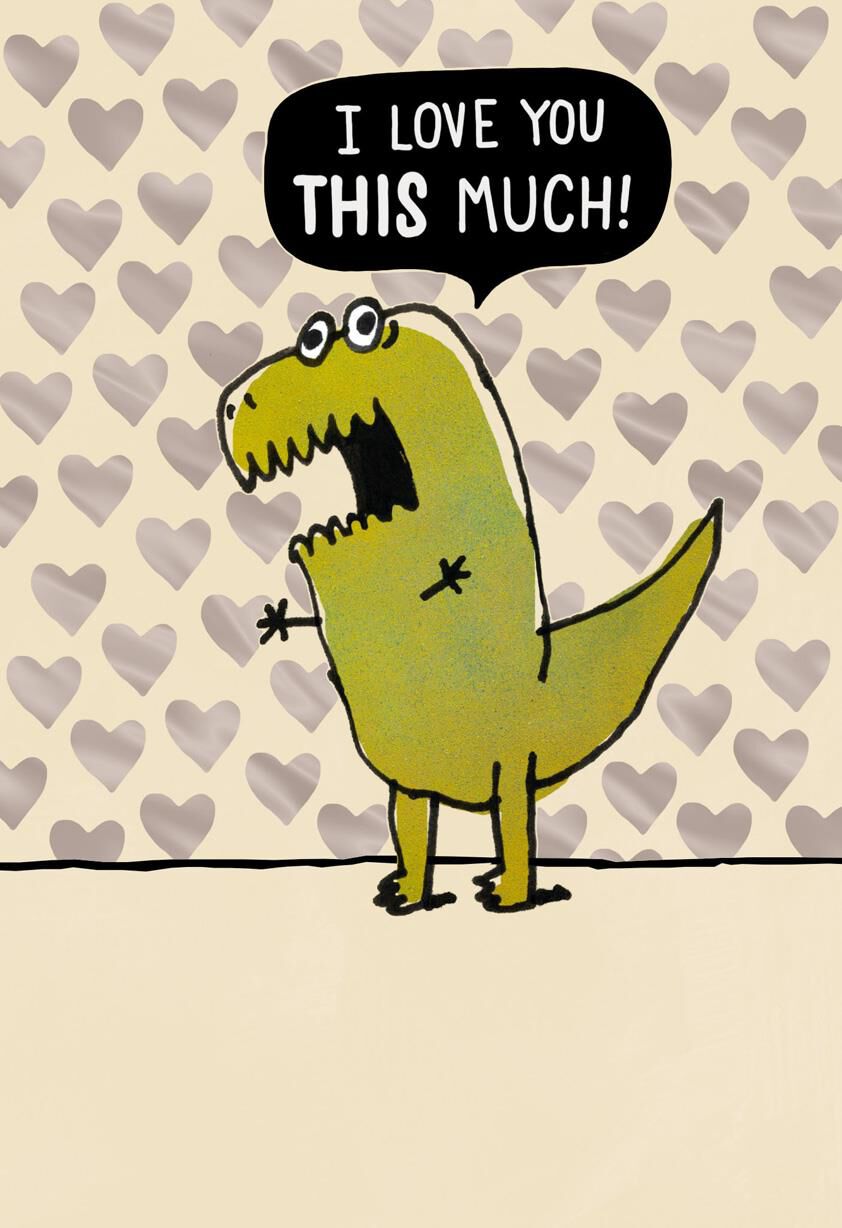 Dinosaur Hug Dilemma Funny Love Card