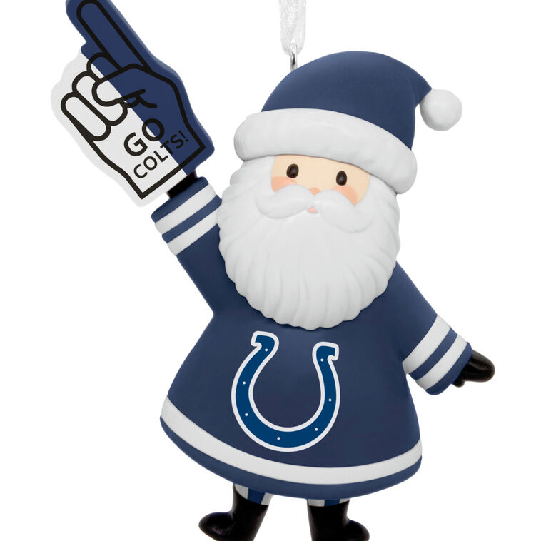 Indianapolis Colts Santa Fan Christmas Ornament closeup view image number 5