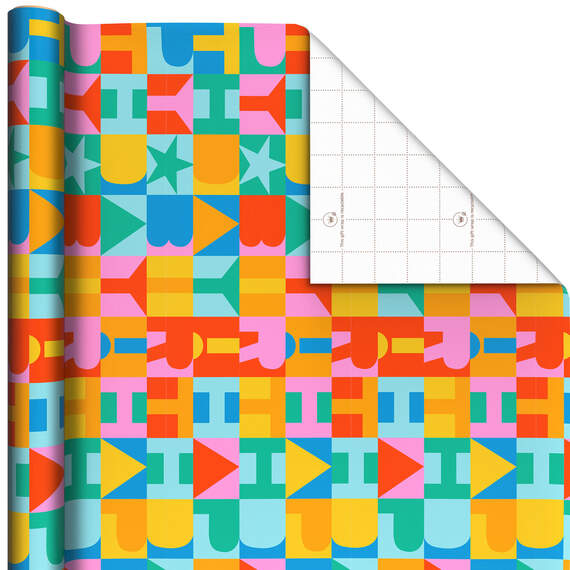 Color Block Birthday Wrapping Paper, 20 sq. ft., , large image number 1