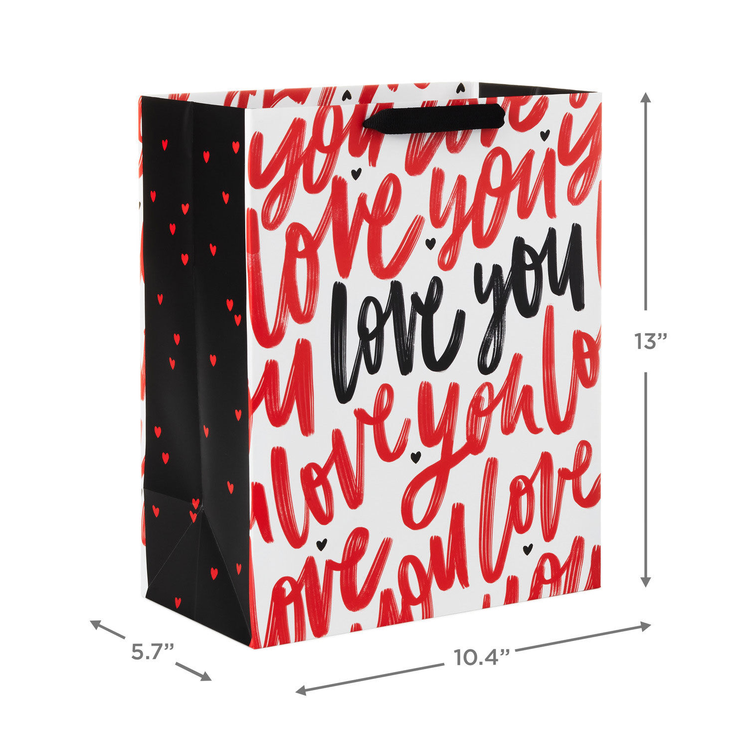 13" Love You Script on White Large Gift Bag, , large image number 3