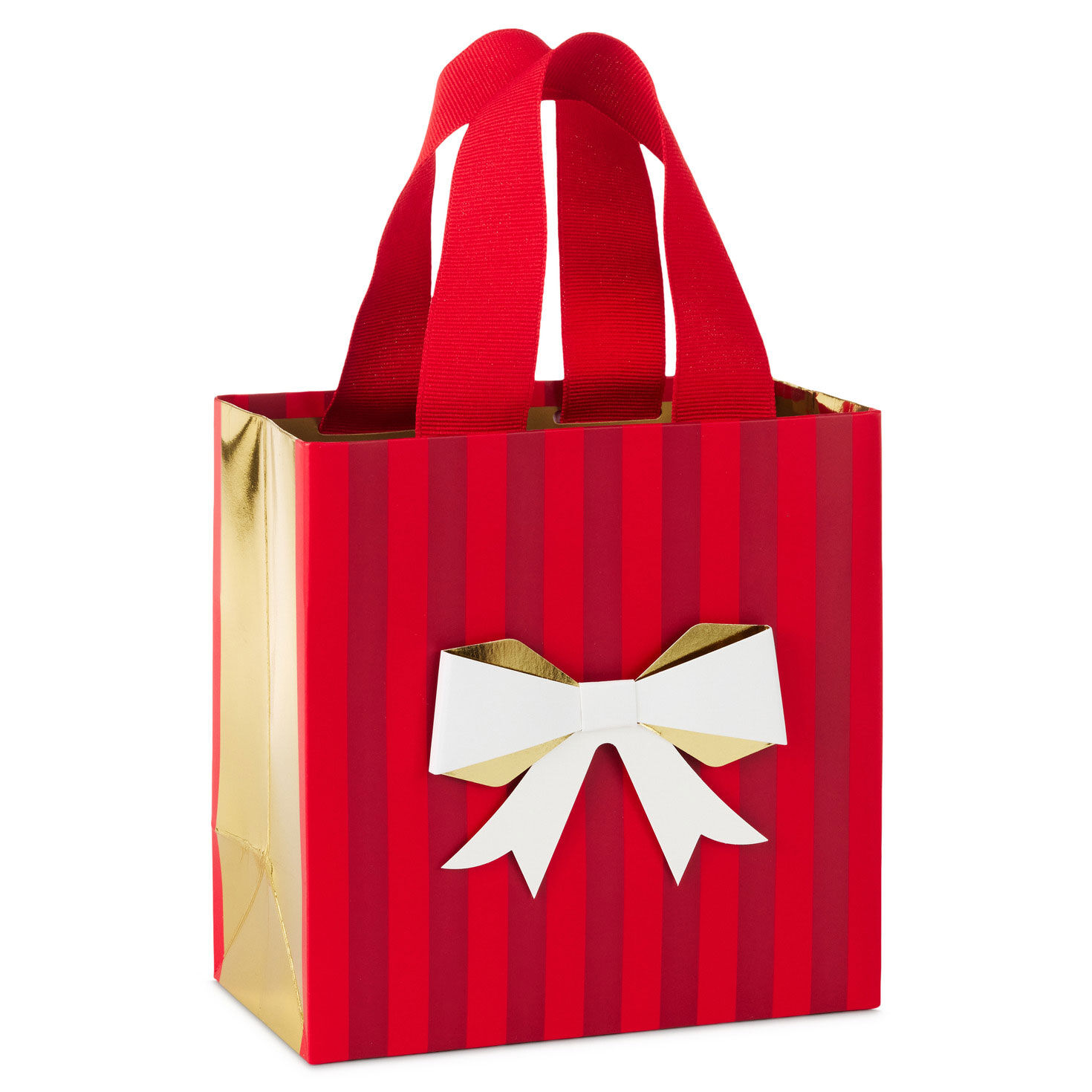 6.5" Red Stripes with Elegant Bow Small Christmas Gift Bag
