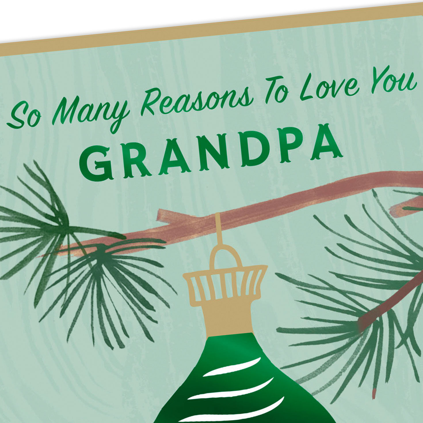 Green Holiday Ornament Grandpa Christmas Card Card Front Detail image number 5