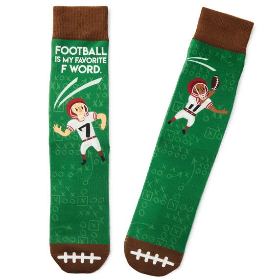 Football Is My Favorite F Word Funny Crew Socks, , large image number 1
