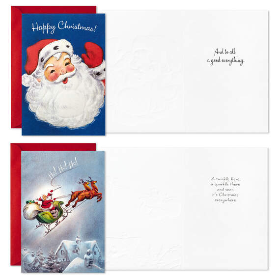 Vintage Santa Assortment Boxed Christmas Cards, Pack of 12, , large image number 2