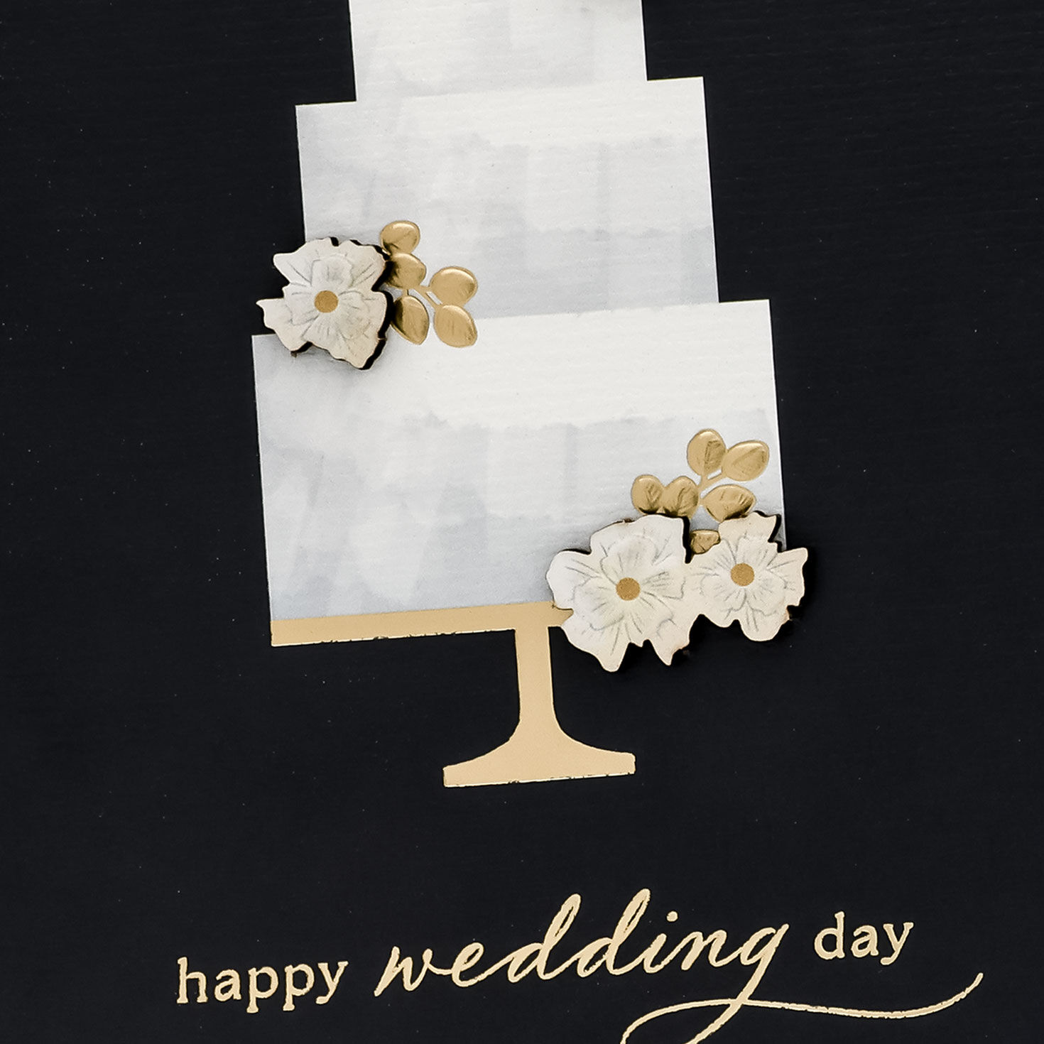 Gold and White Cake on Black Wedding Card Card Front Detail image number 4
