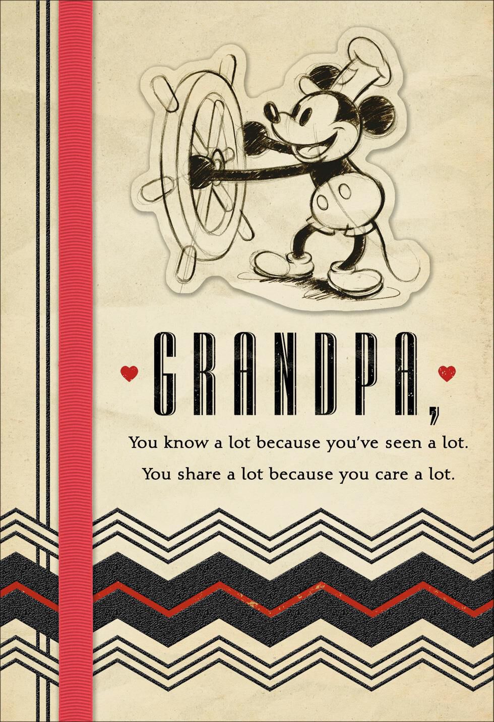 Mickey Mouse Steamboat Willie Father's Day Card for Grandpa