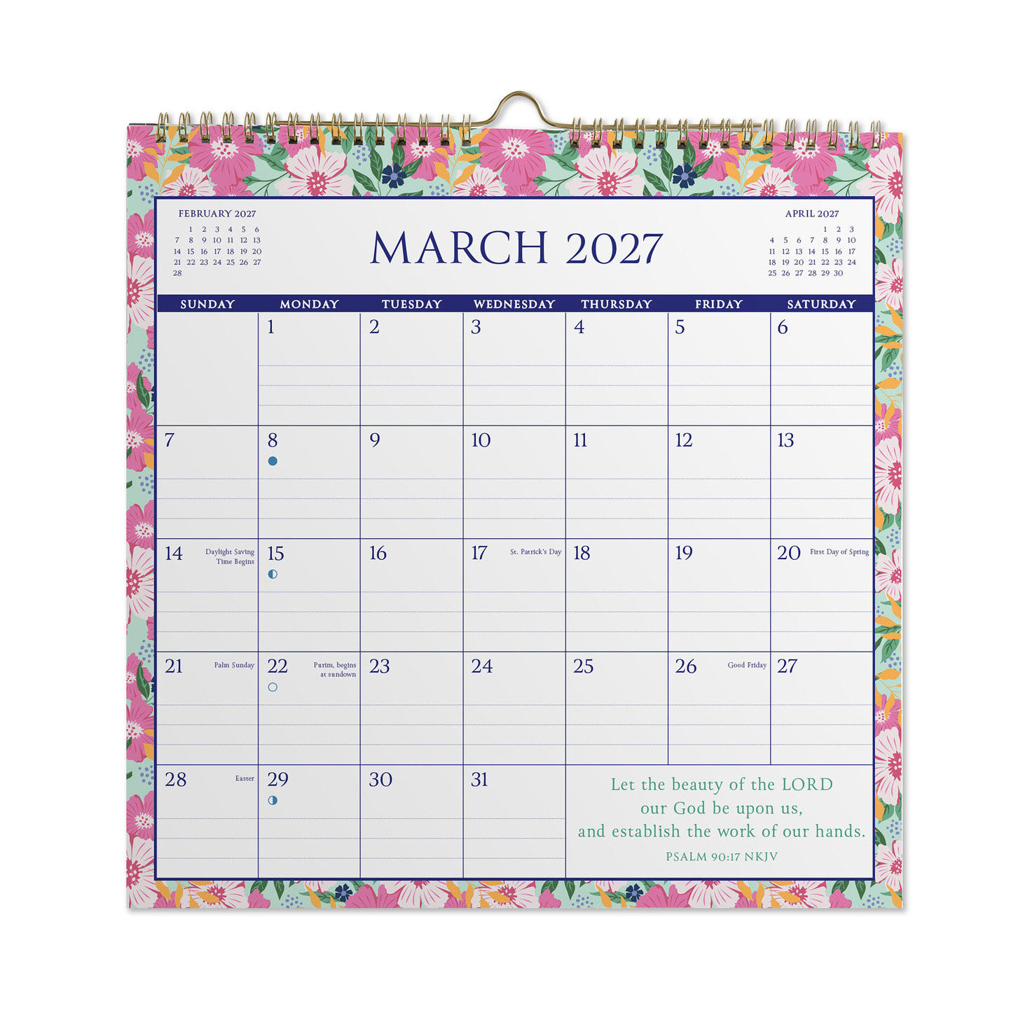 Bright Florals Faith 2027 7x7 Mini Wall Calendar inside page image number 3