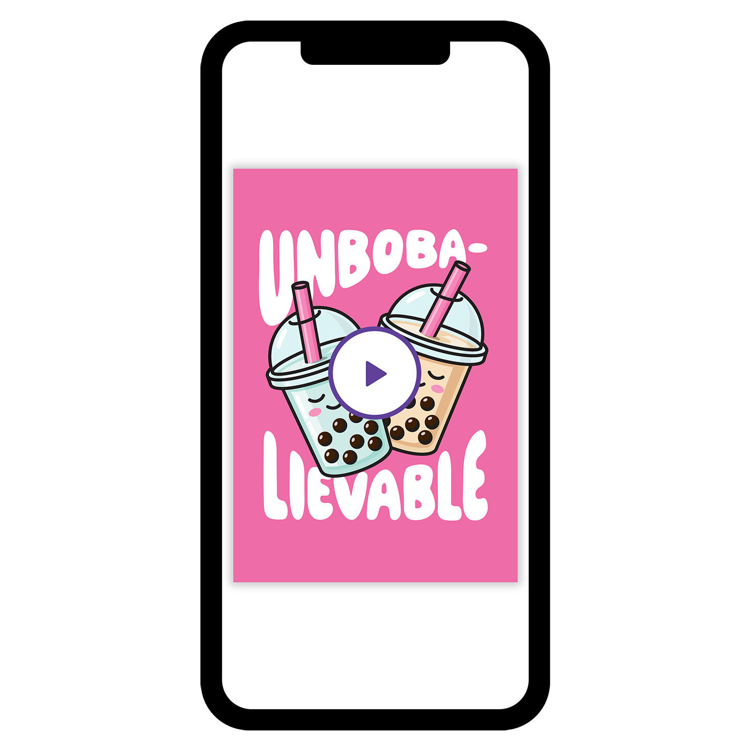 Cute Bubble Tea Personalized Birthday Card phone with card front image number 1