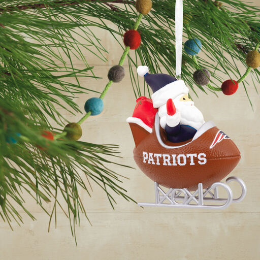 NFL New England Patriots Santa Football Sled Hallmark Ornament, 