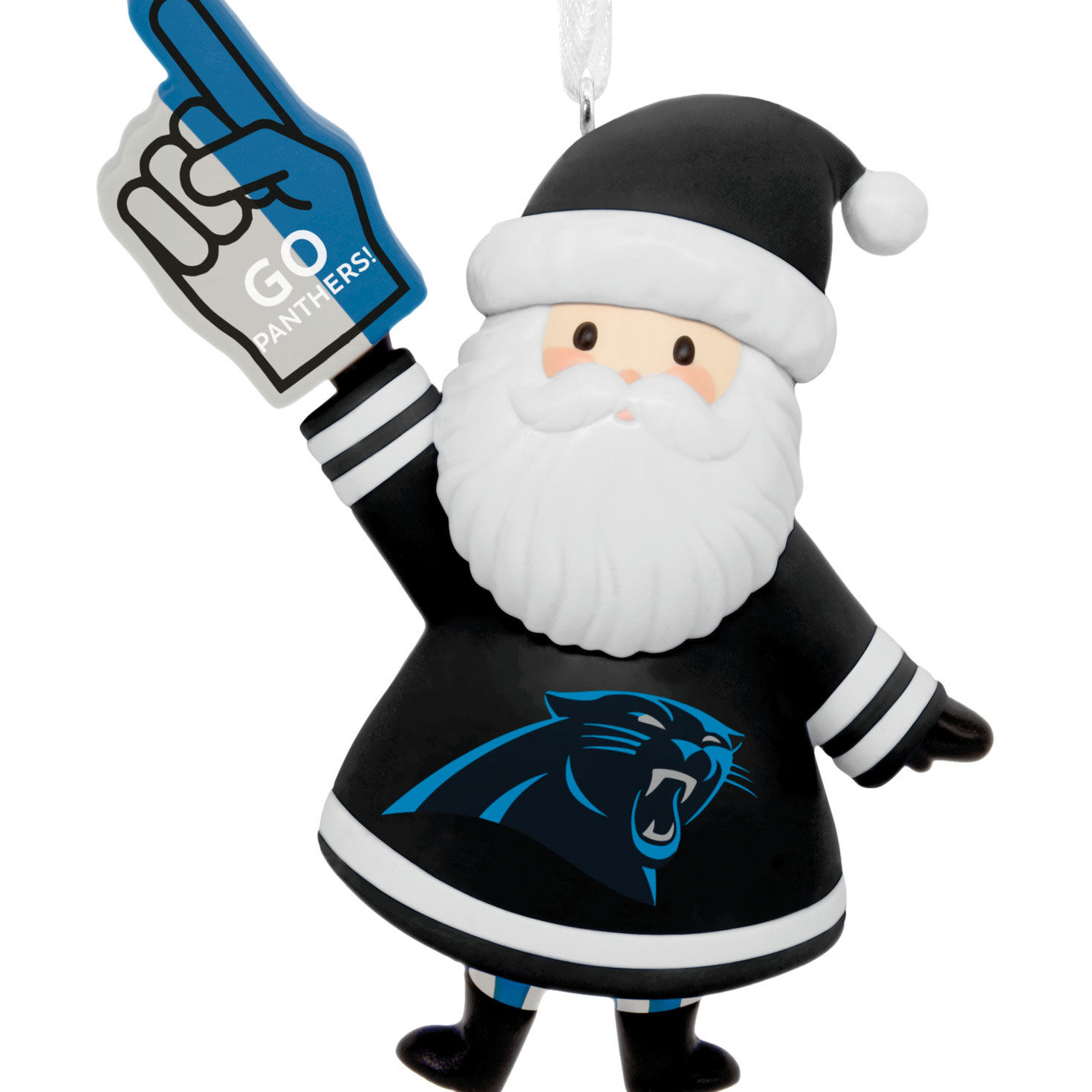 Carolina Panthers Santa Fan Christmas Ornament closeup view image number 5