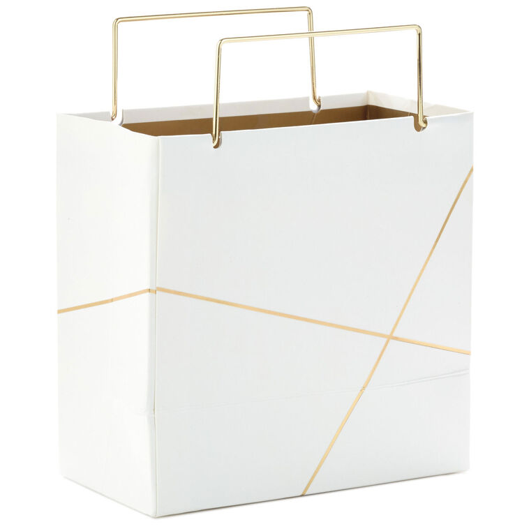 PAPER GIFT BAG SMALL WHITE W/GOLD PAPER GIFT BAG SMALL WHITE W/GOLD