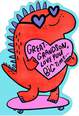 Skateboarding Dinosaur Great-Grandson Valentine Card, , large image number 1