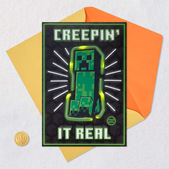 Minecraft Creepin' It Real Musical Birthday Card With Light, , large image number 5