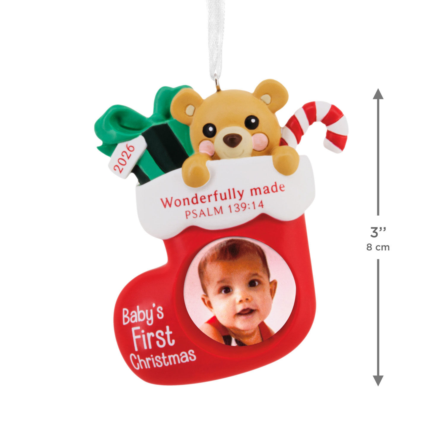 Red Stocking Baby's 1st Frame Christmas Ornament measurement image number 3