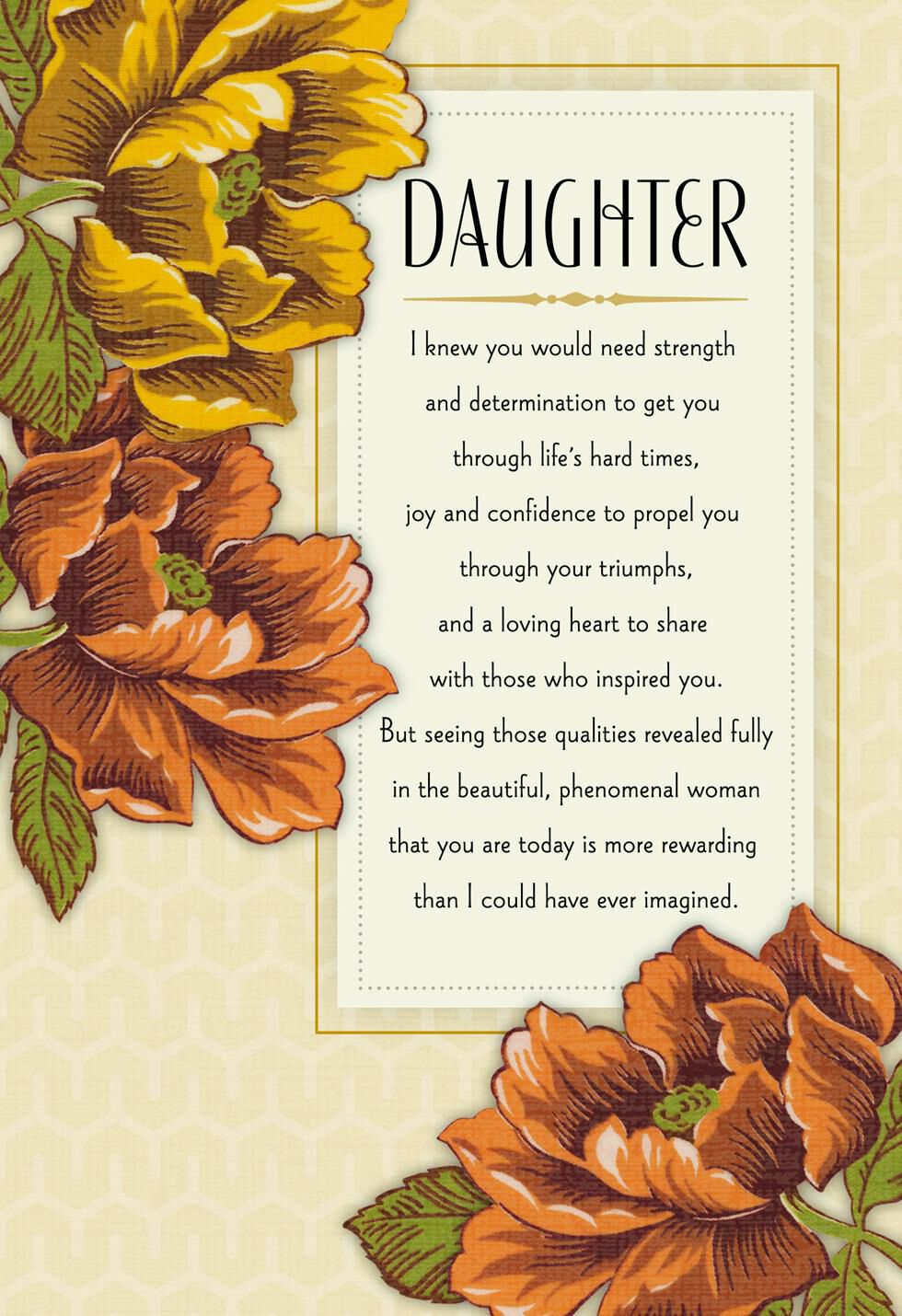 Orange and Yellow Flowers Birthday Card for Daughter