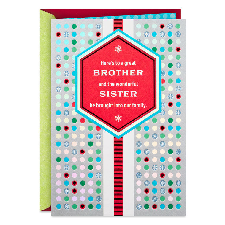 Joy, Love and Happiness Christmas Card for Brother and Sister-in-Law