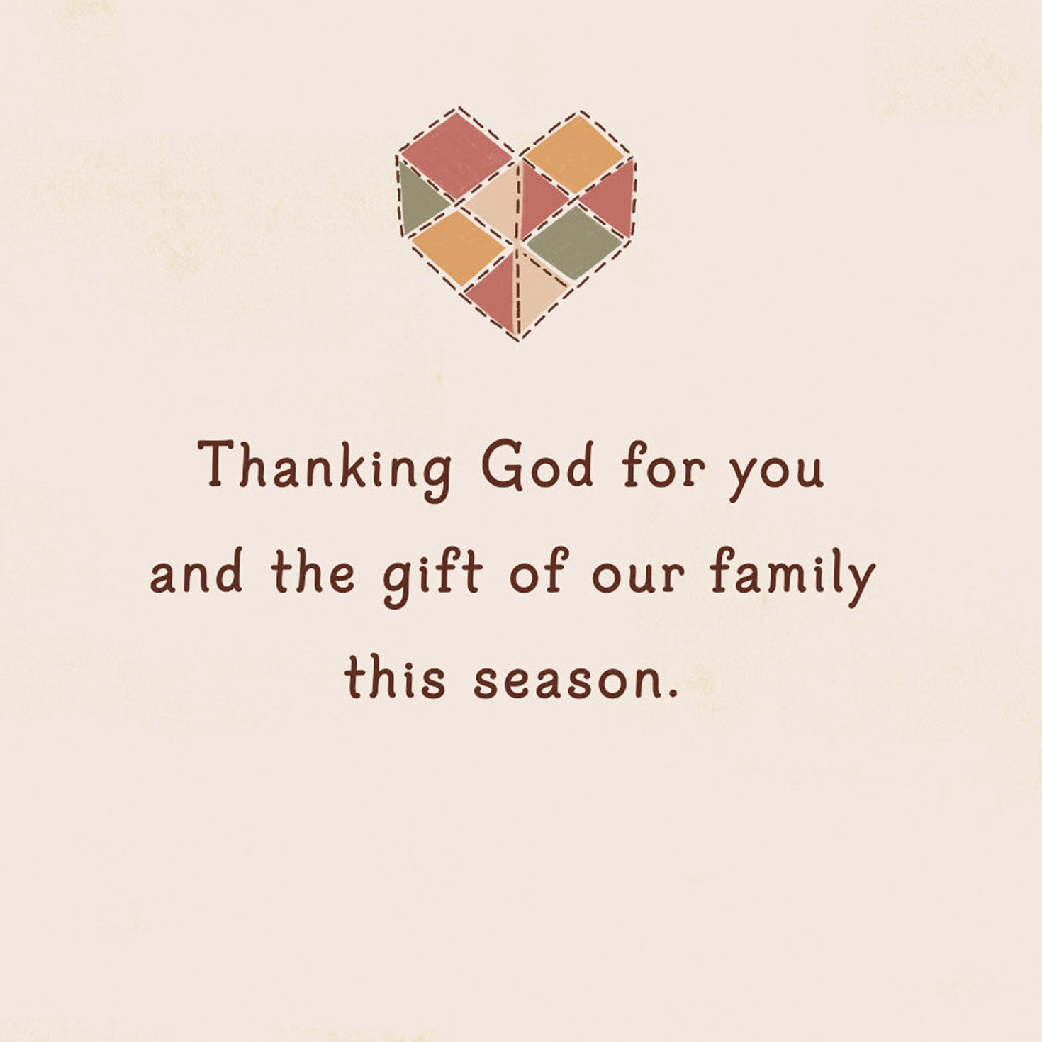 Tan and Green Quilt Thanksgiving Family Card for Family Sentiment image number 2