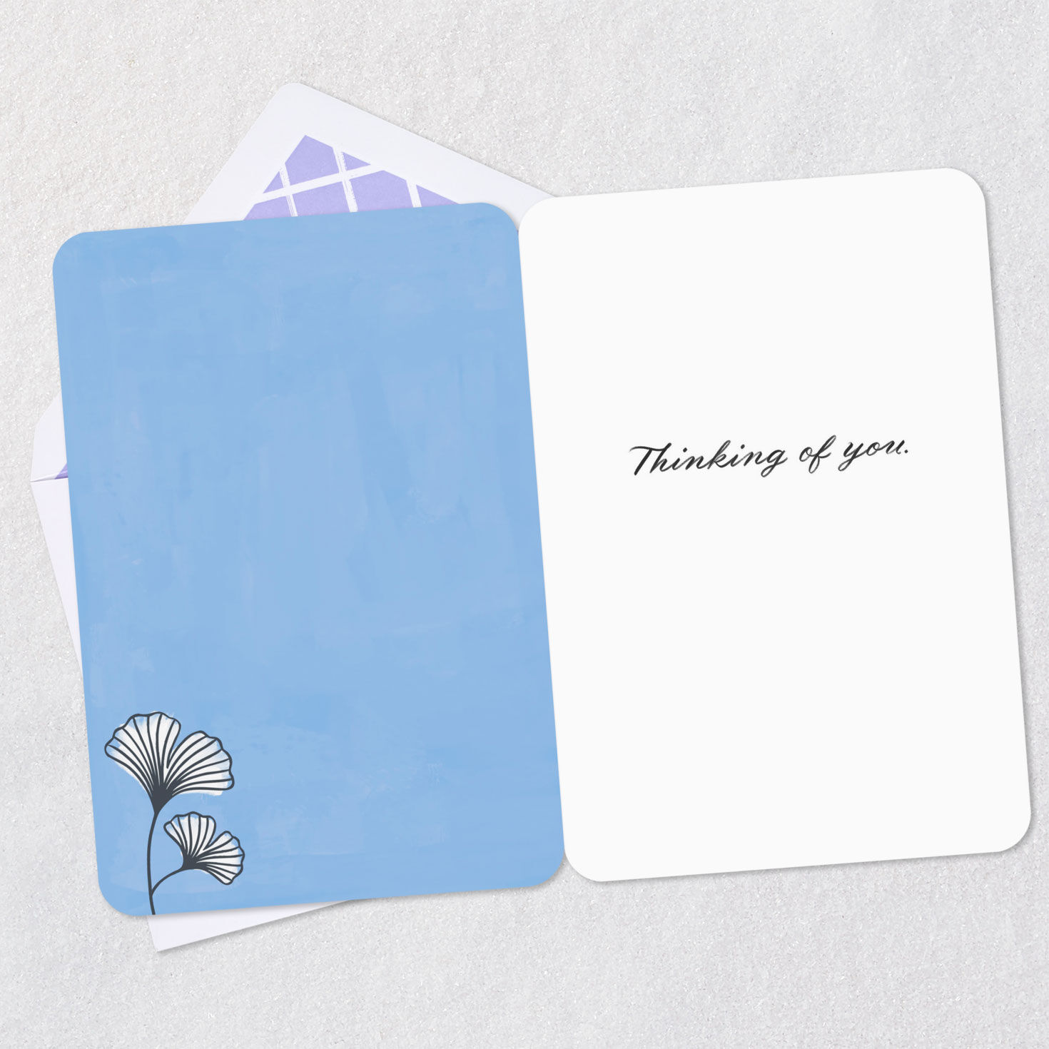 Periwinkle Ginkgo Support Card for Cancer or Rehab Open card with envelope image number 3