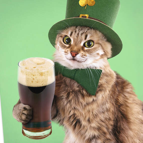 Cat With Beer Funny St. Patrick's Day Card, , large image number 4