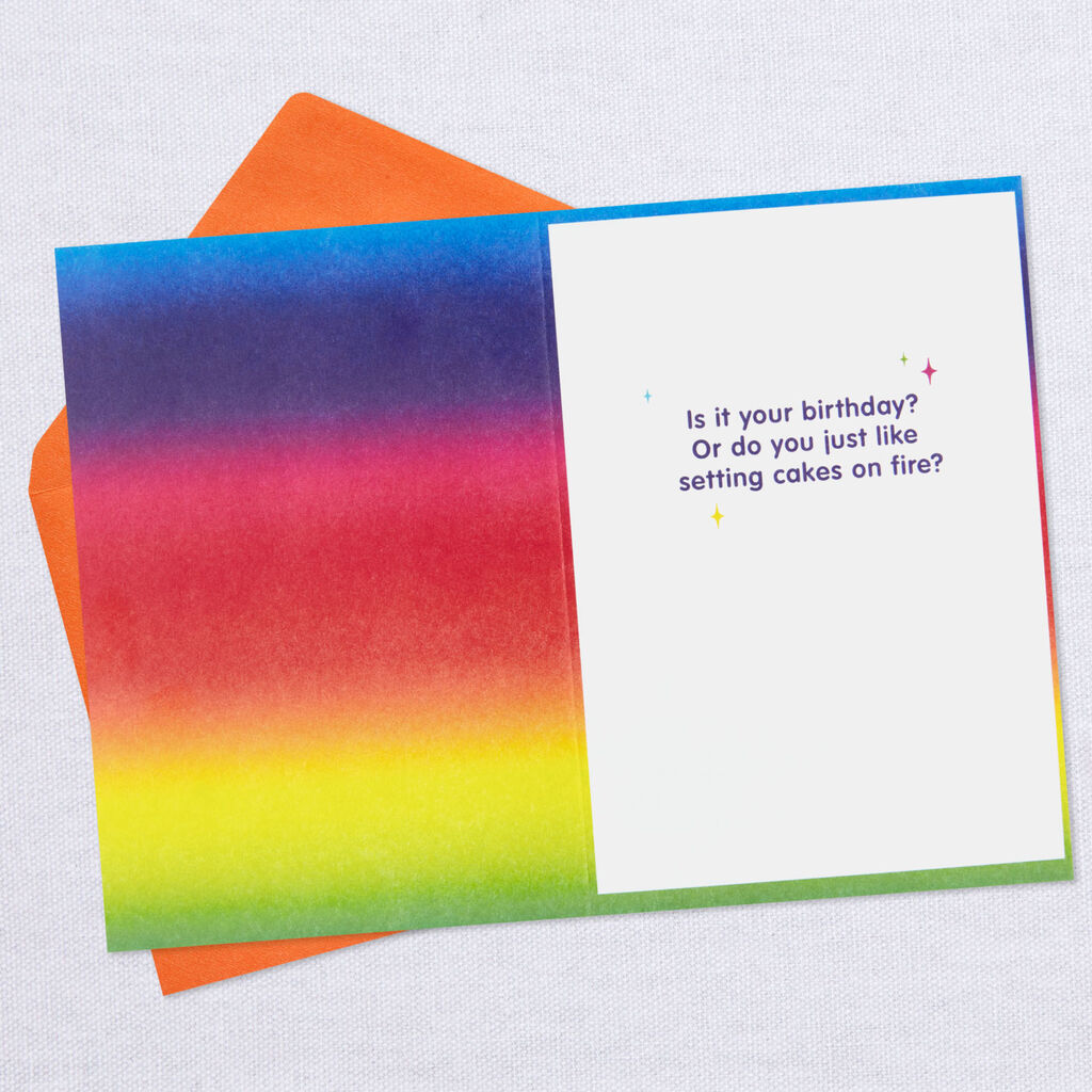 Cake S On Fire Funny Birthday Card