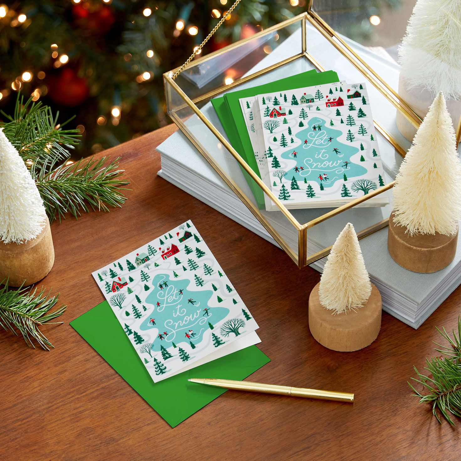Village and Pond Blank Boxed Holiday Note Cards Cover Detail image number 6