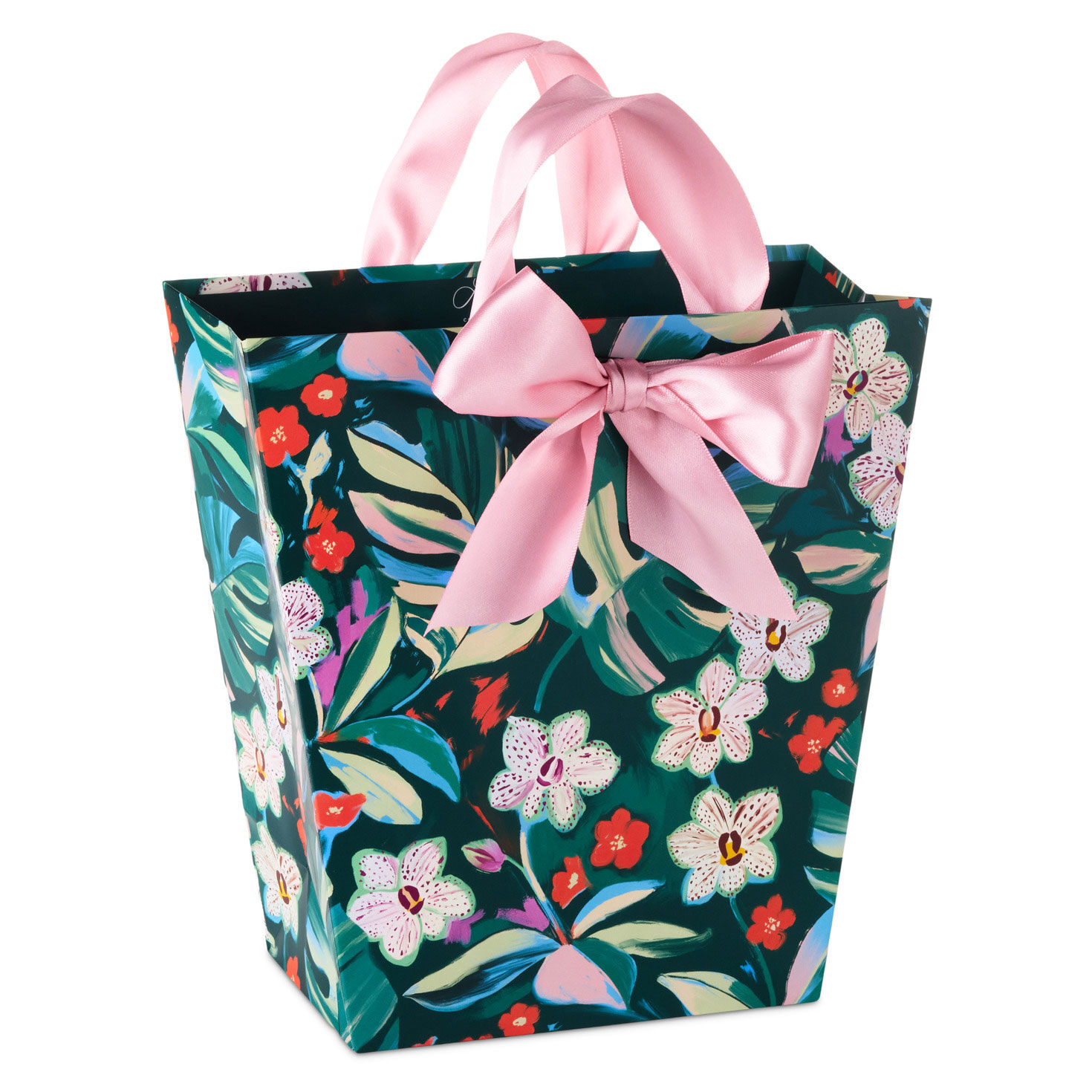9.6" Lacey Chabert Collection Green Floral Medium Gift Bag